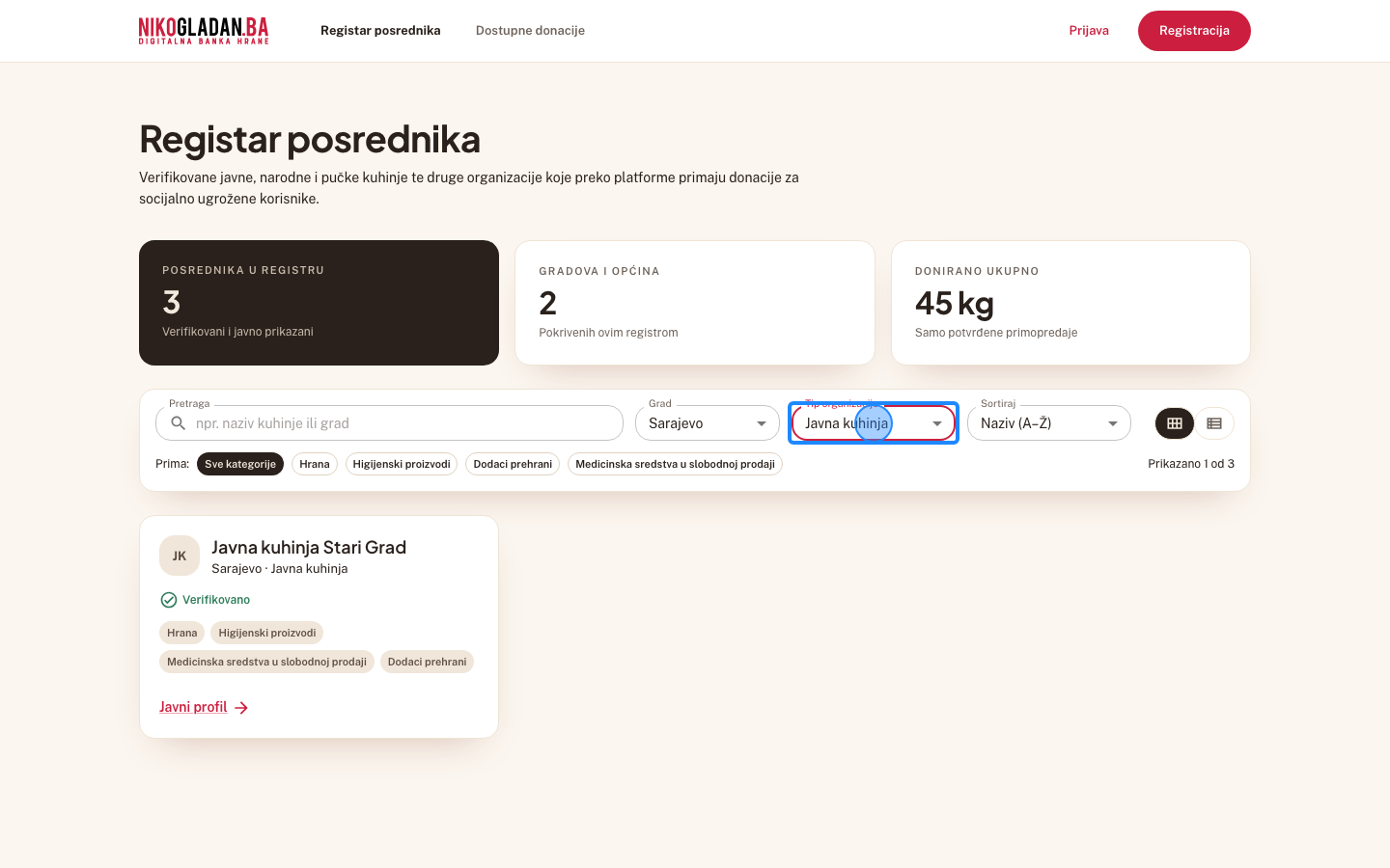 Korak 16: Ponovo kliknite filter „Tip organizacije".