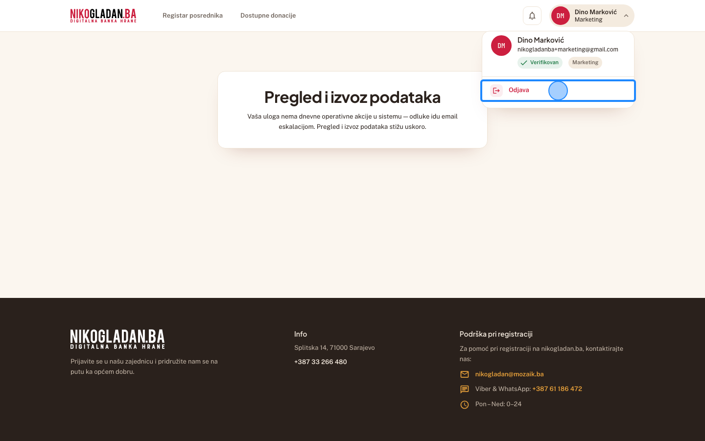 Korak 47: Kliknite „Odjava" na dnu korisničkog menija.