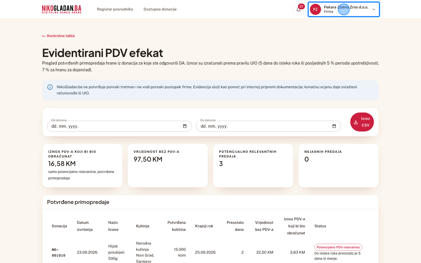 Korak 15: Kliknite ime firme gore desno.