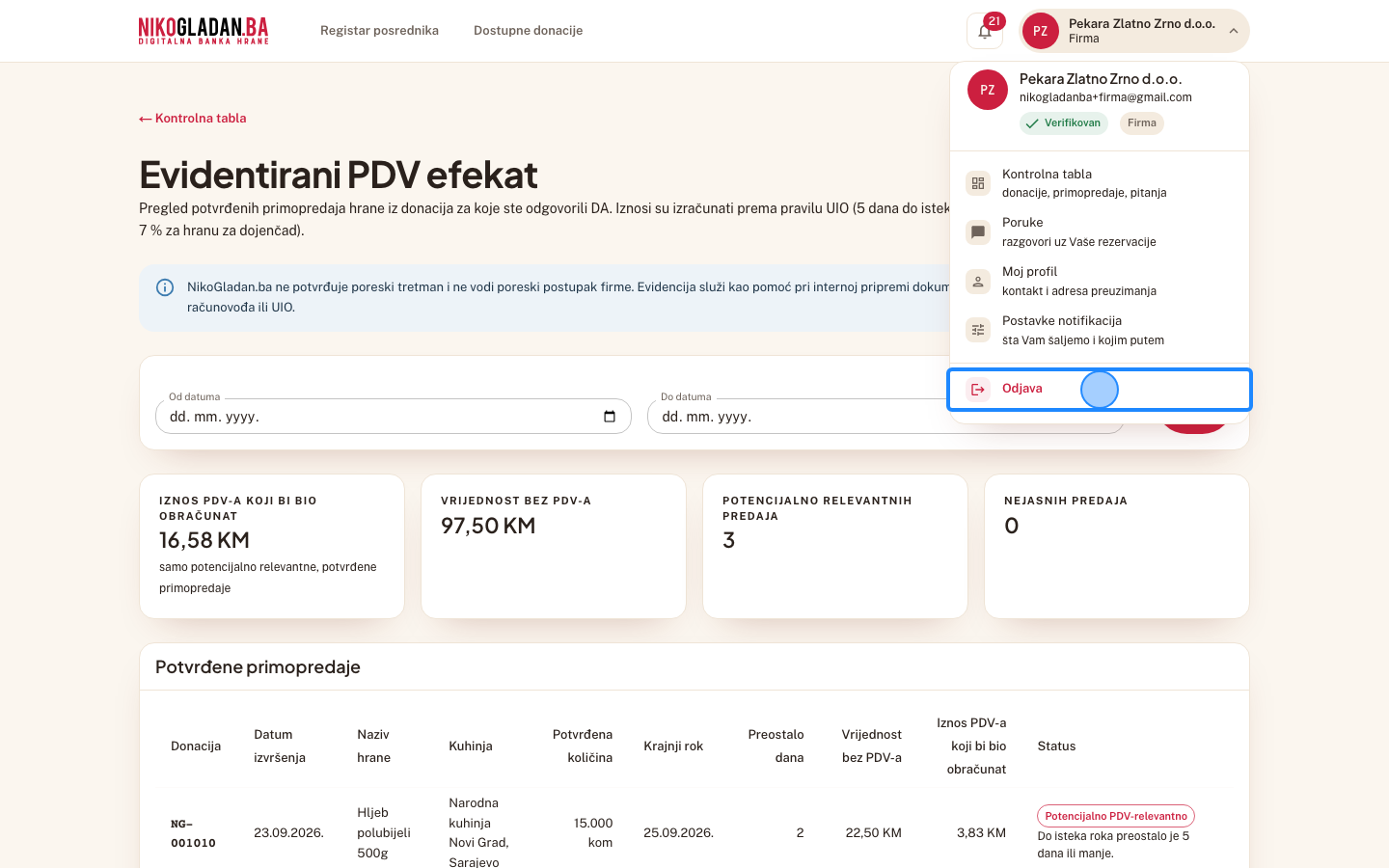 Korak 16: Kliknite „Odjava" na dnu korisničkog menija.