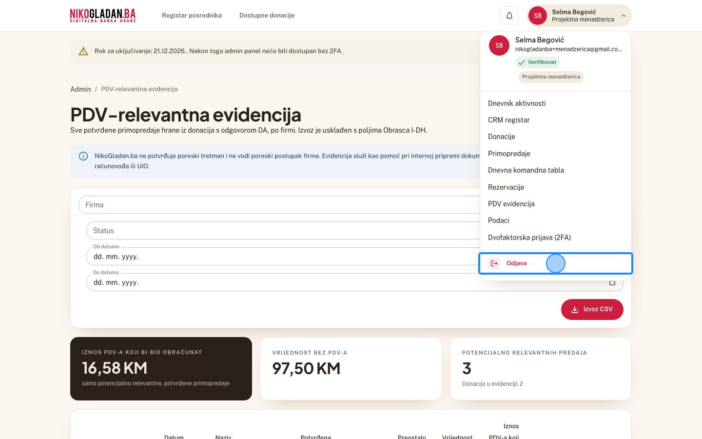 Korak 31: Kliknite „Odjava" na dnu korisničkog menija.