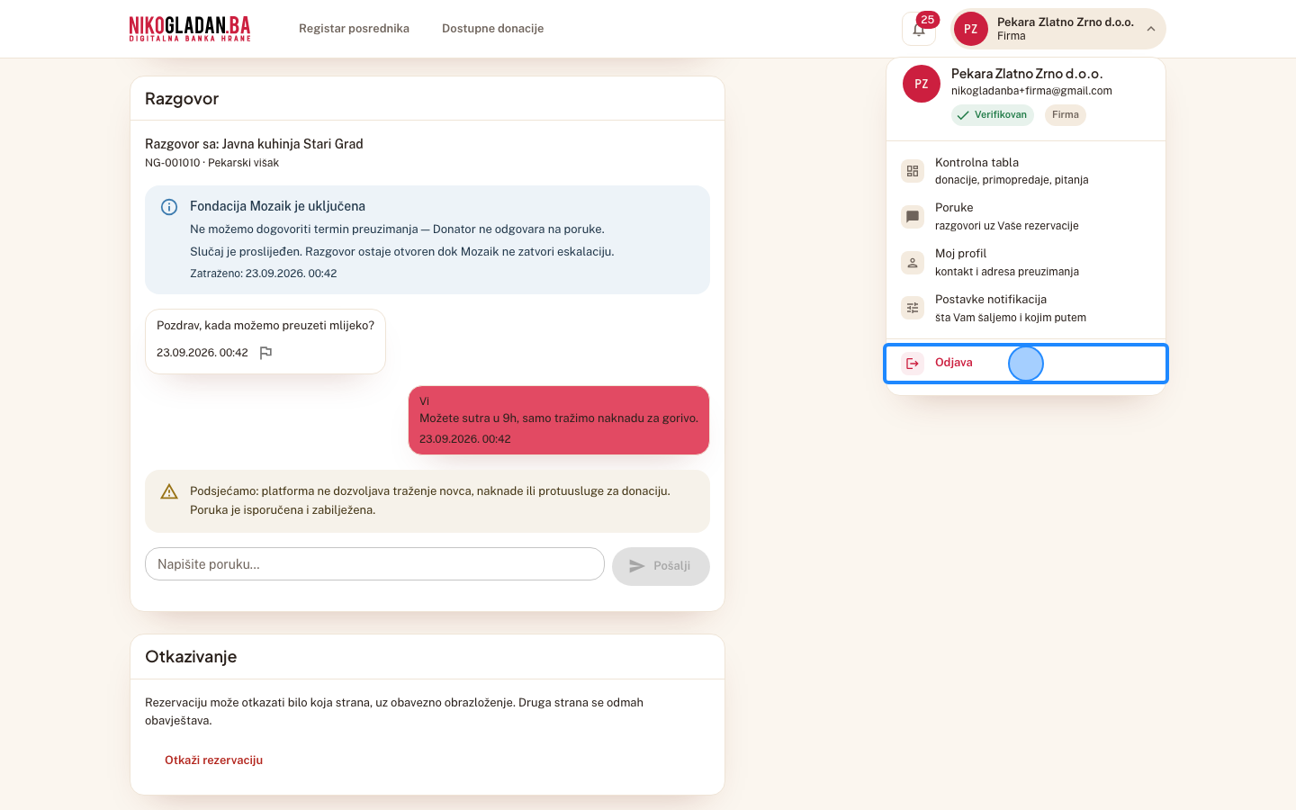 Korak 47: Kliknite „Odjava" na dnu korisničkog menija.