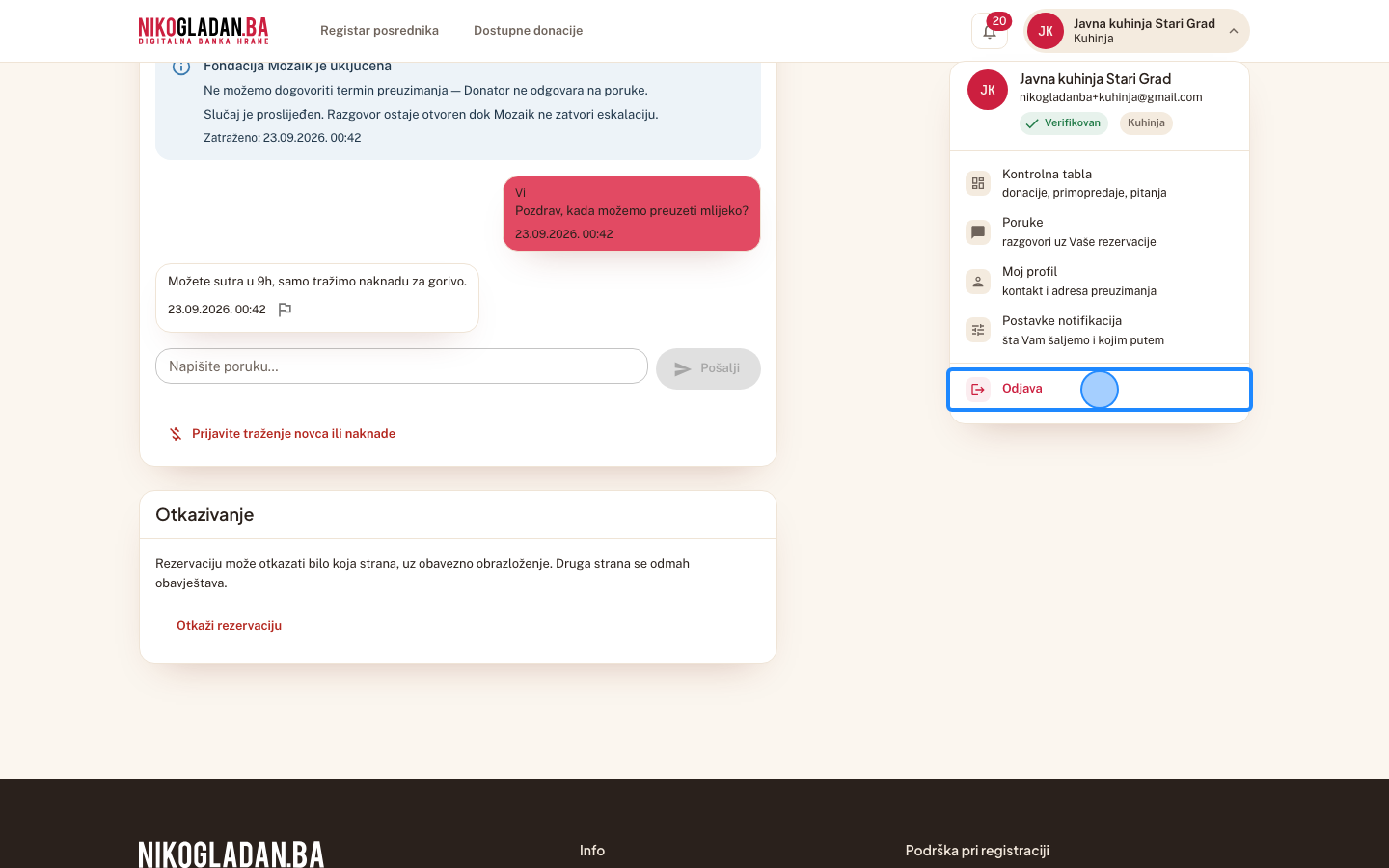 Korak 58: Kliknite „Odjava" na dnu korisničkog menija.