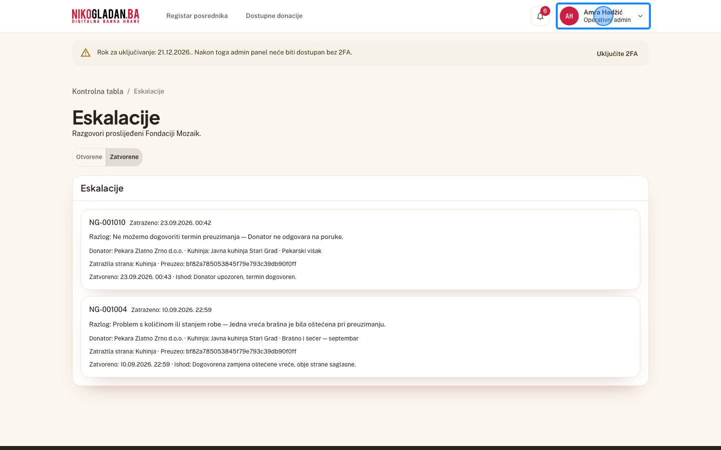 Korak 76: Kliknite ime admina gore desno.