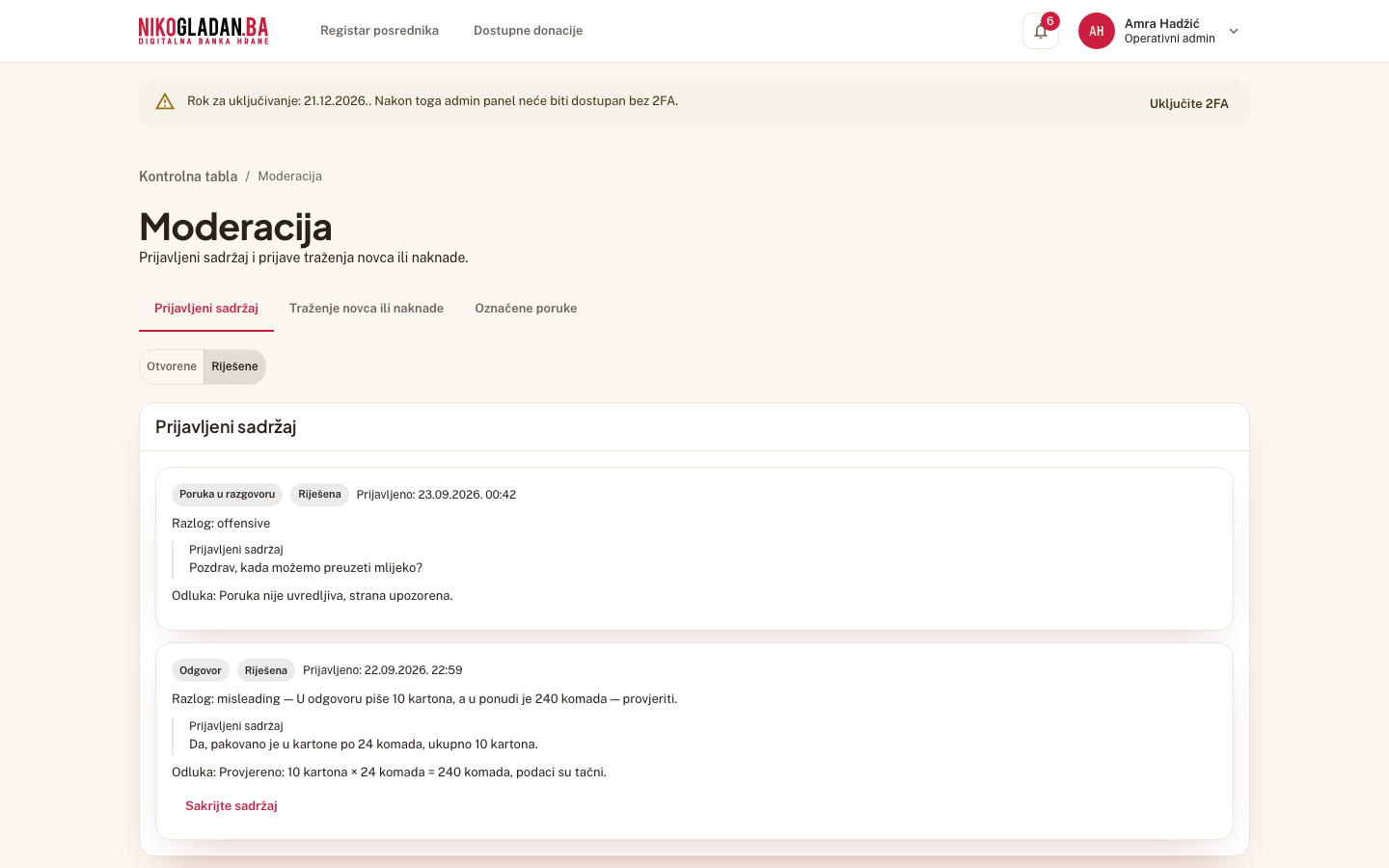 Korak 83: Riješene prijave sadržaja: ova i seed prijava odgovora Konzuma.