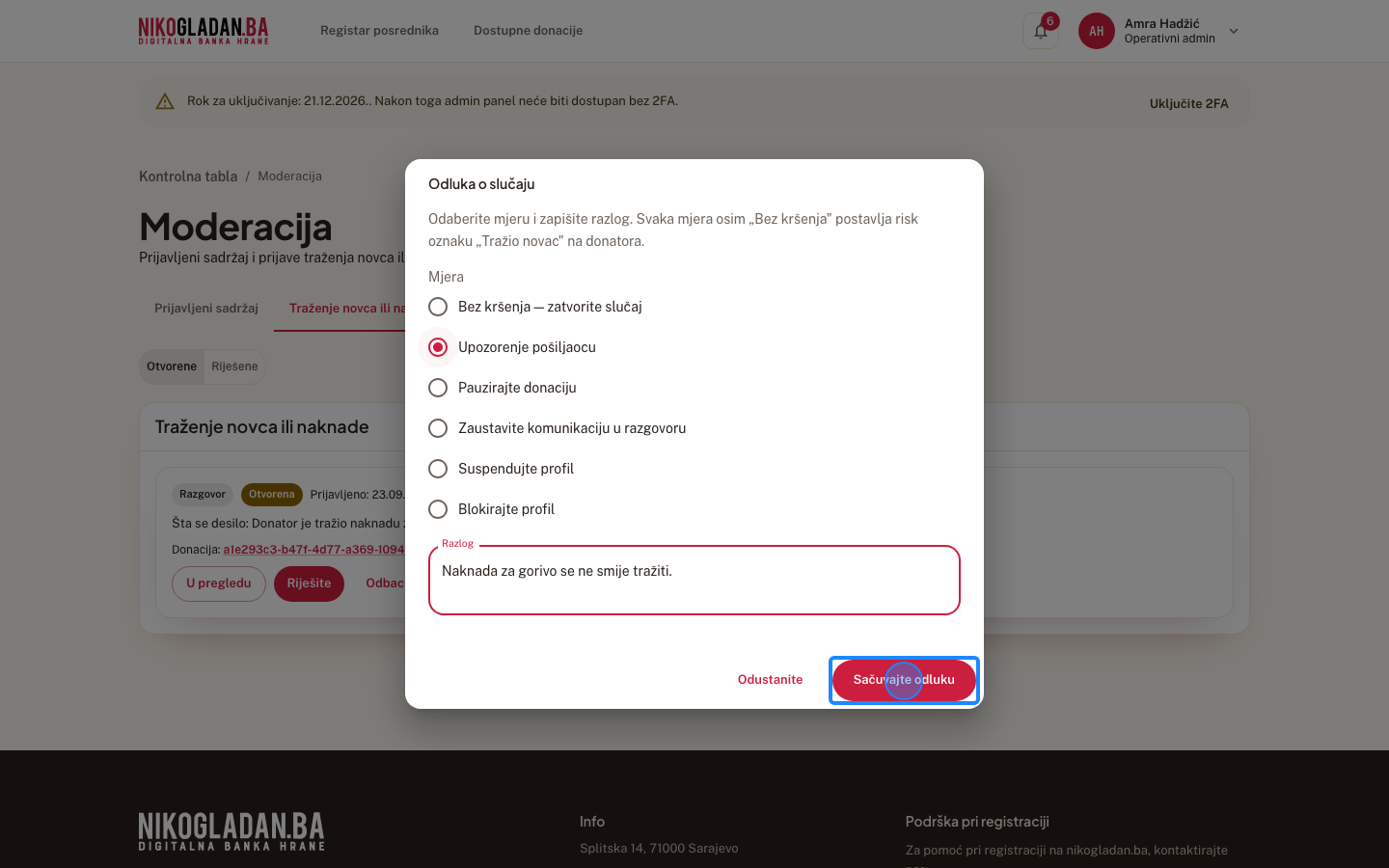 Korak 90: Kliknite „Sačuvajte odluku".