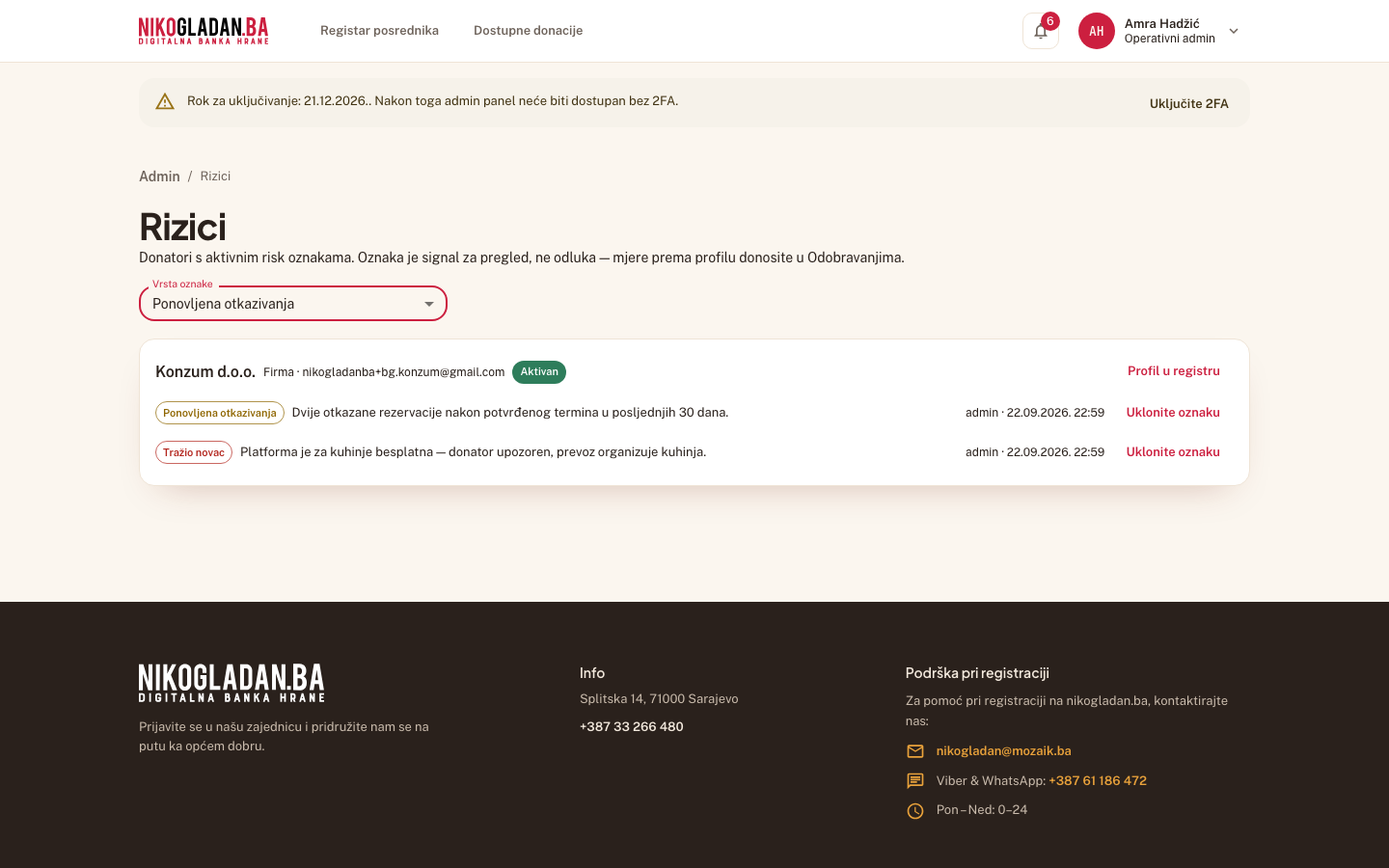 Korak 108: Lista filtrirana po vrsti oznake: samo Konzum d.o.o.