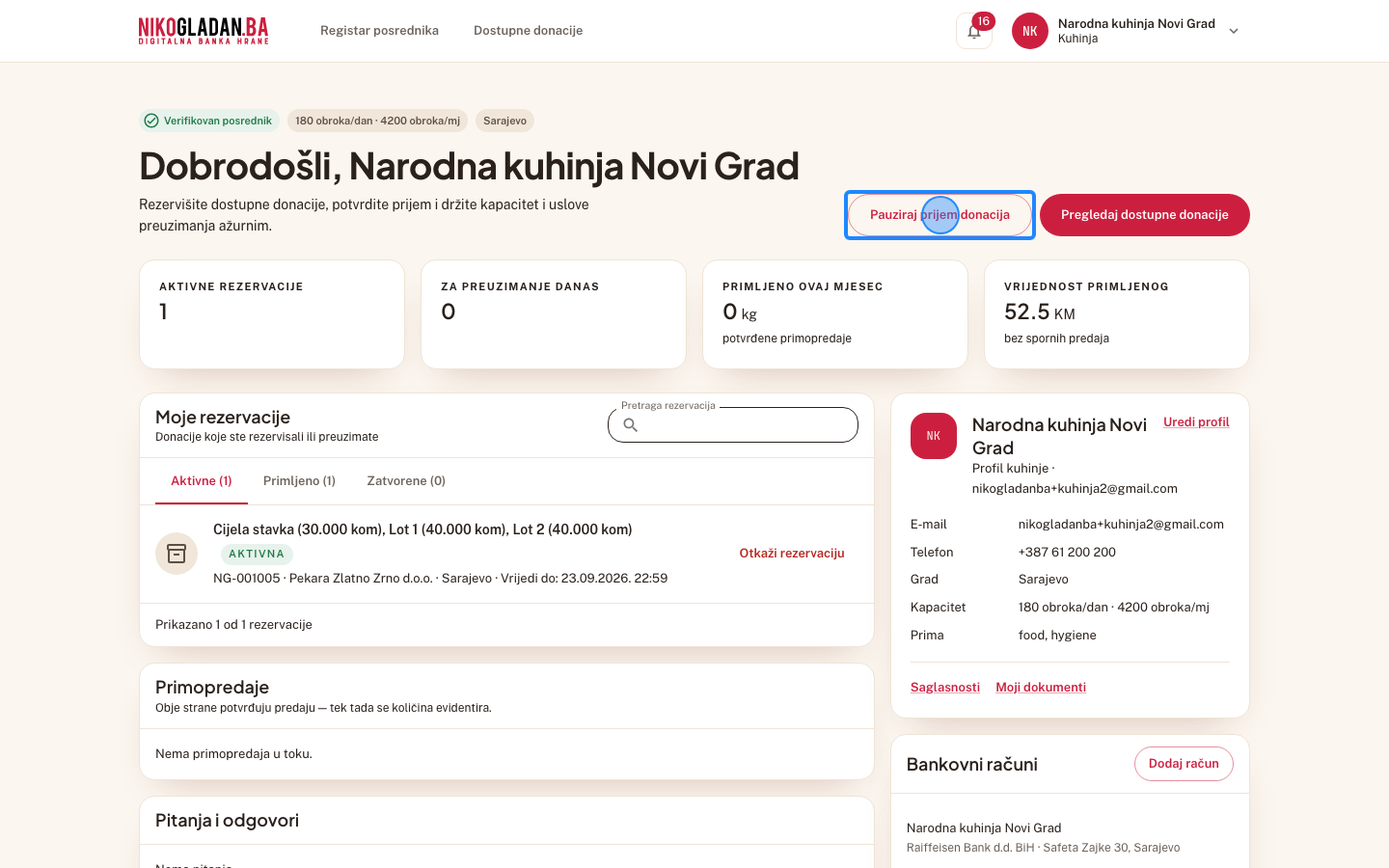 Korak 19: Na kontrolnoj tabli kliknite „Pauziraj prijem donacija".