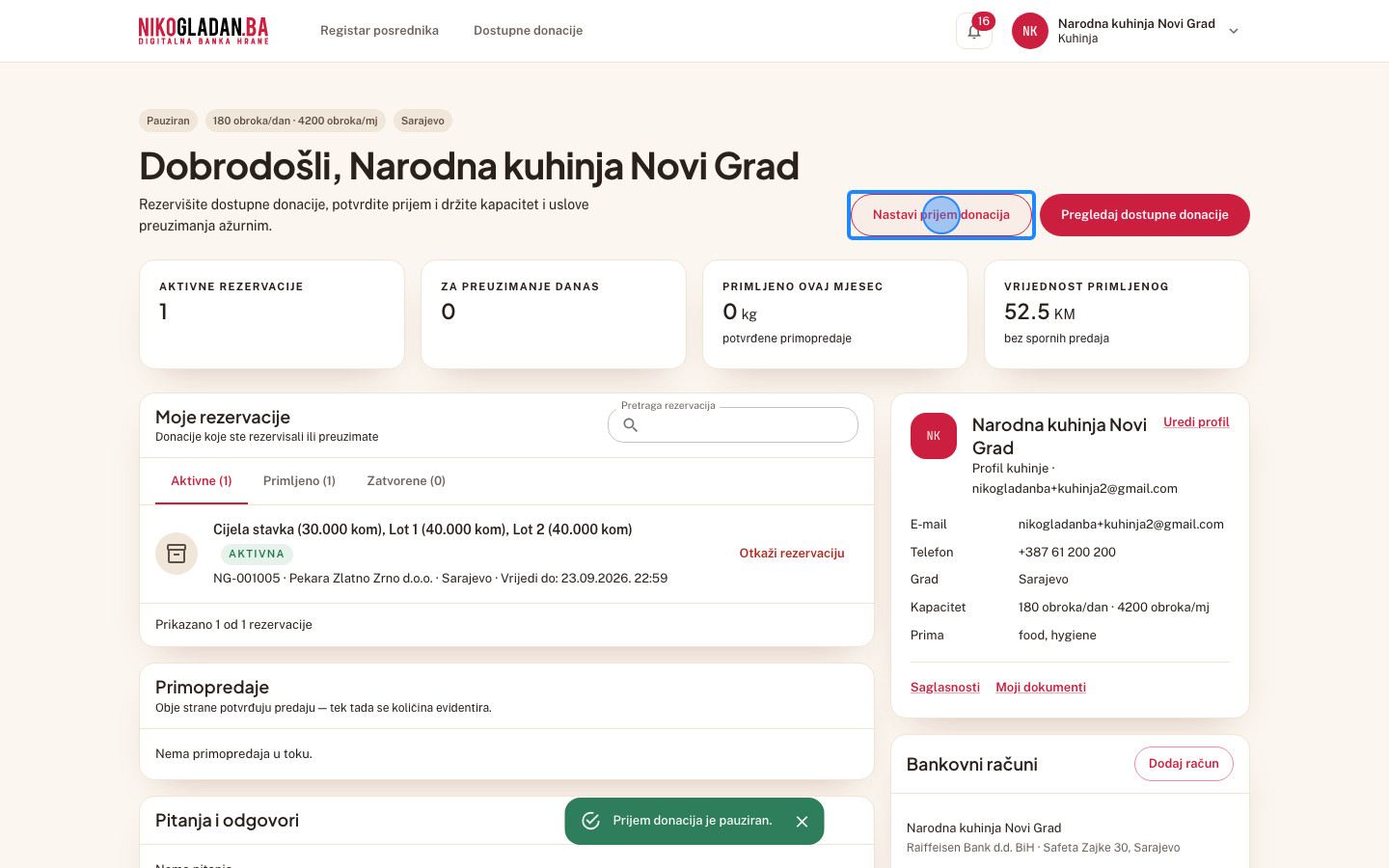 Korak 21: Kliknite „Nastavi prijem donacija".