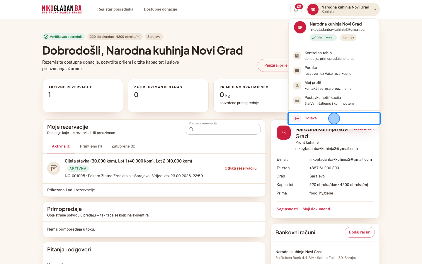 Korak 71: Kliknite „Odjava" na dnu korisničkog menija.