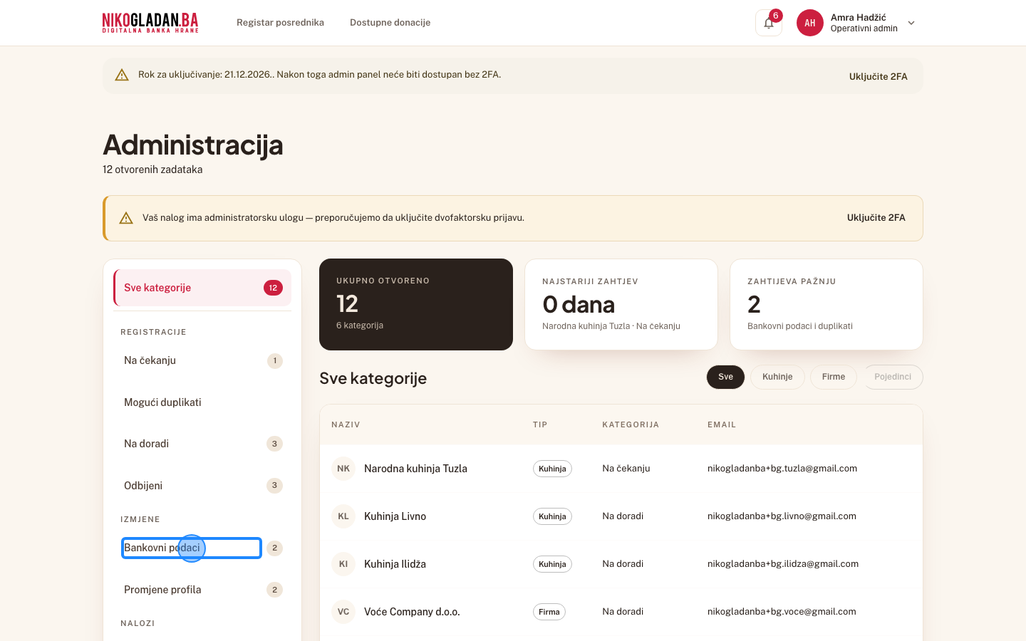 Korak 30: U lijevoj traci, grupa „Izmjene", kliknite „Bankovni podaci".
