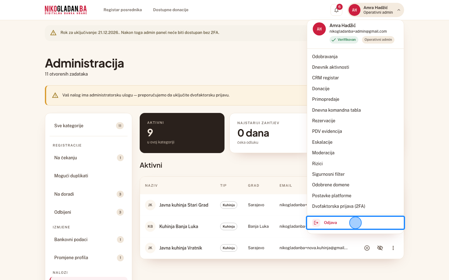 Korak 46: Kliknite „Odjava" na dnu korisničkog menija.