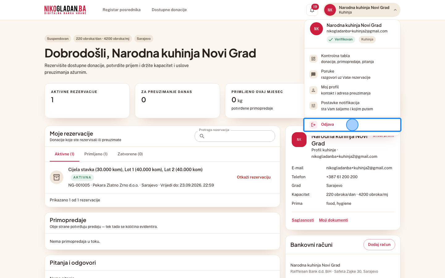 Korak 54: Kliknite „Odjava" na dnu korisničkog menija.