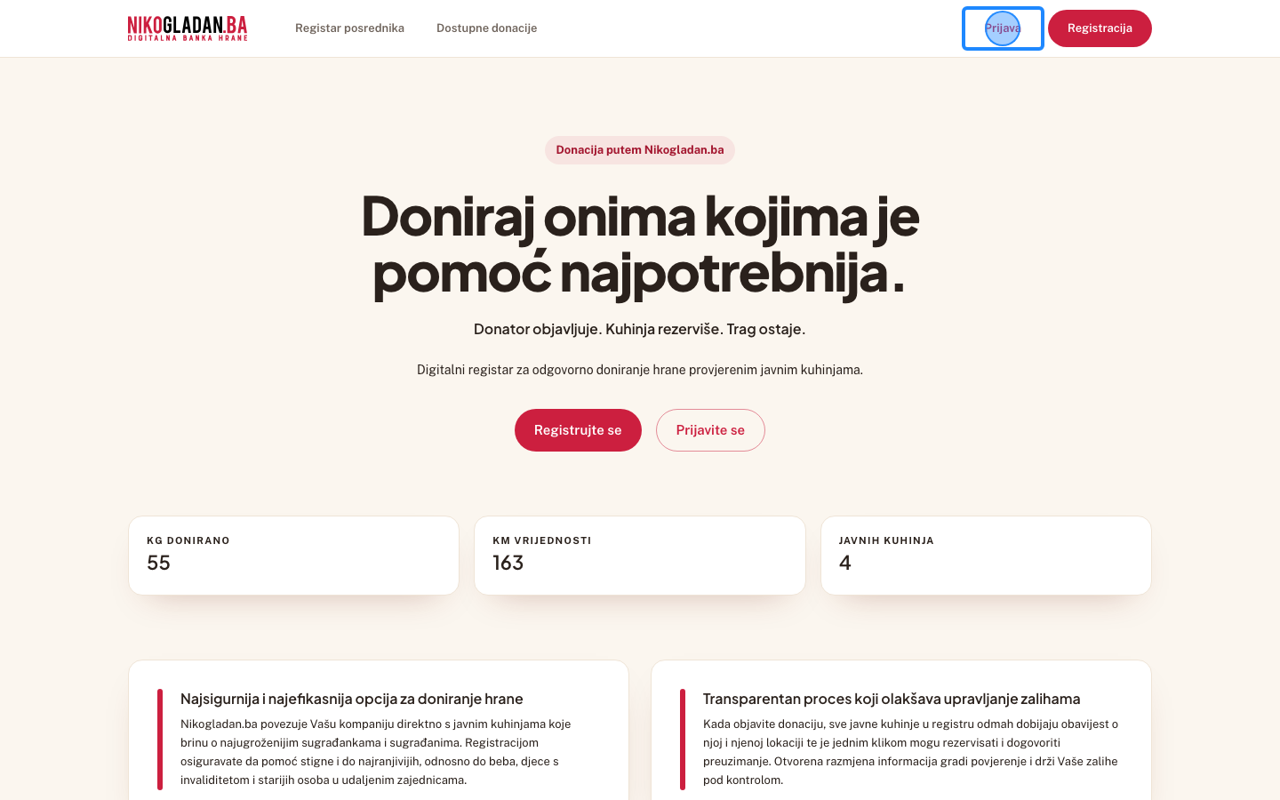 Korak 2: Kliknite dugme „Prijava" u zaglavlju.