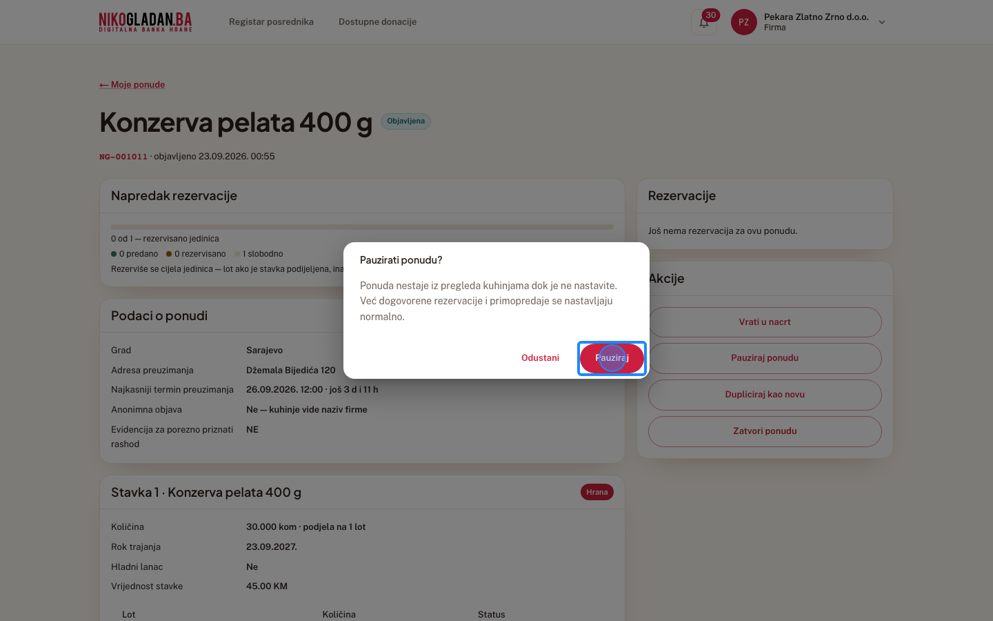 Korak 32: Kliknite „Pauziraj".