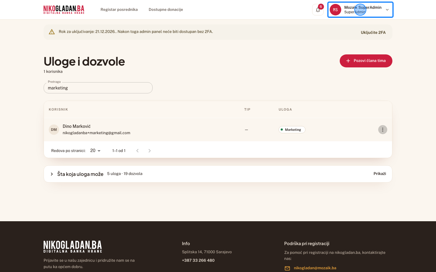 Korak 37: Kliknite ime SuperAdmina gore desno.