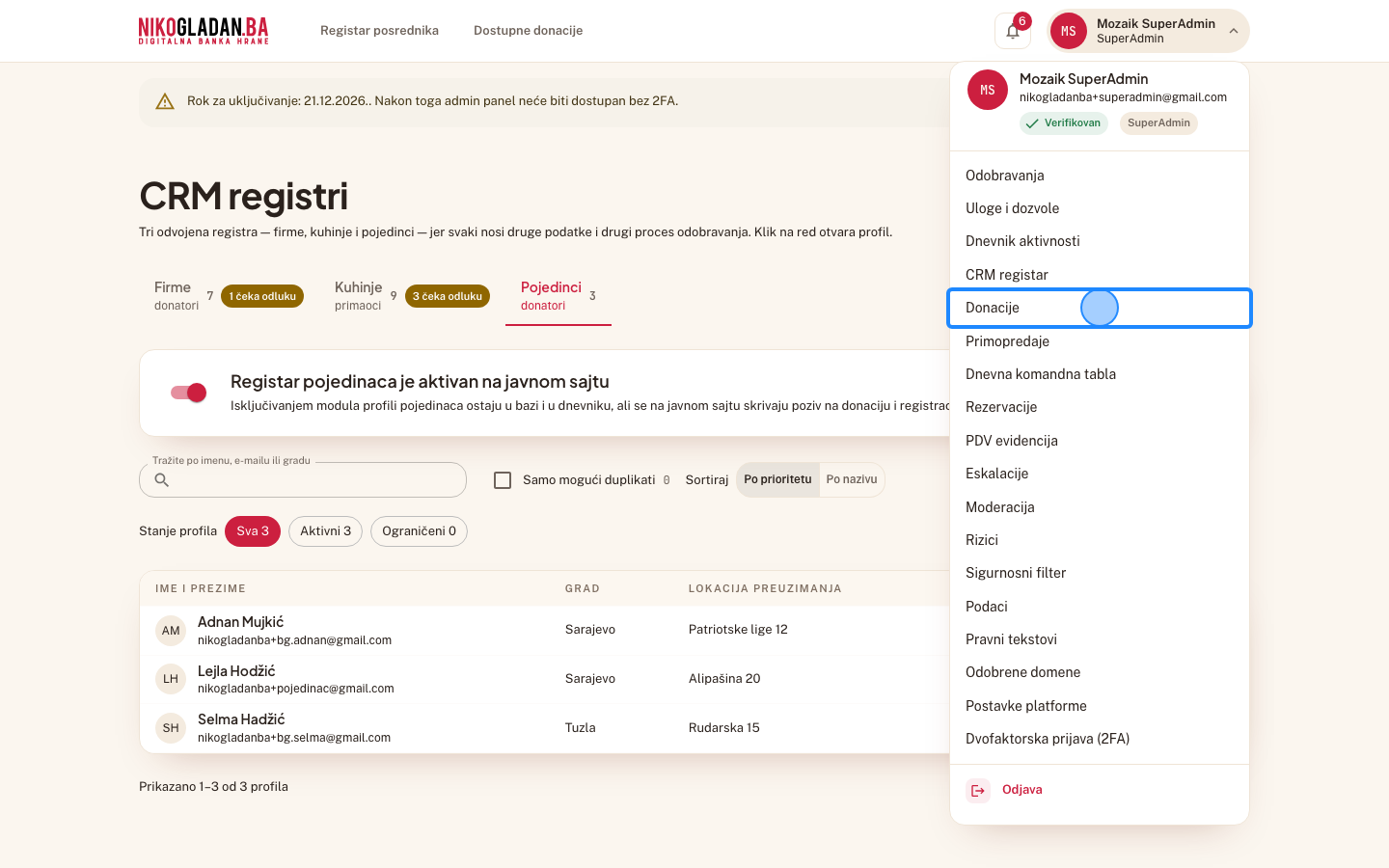 Korak 59: U meniju kliknite „Donacije".