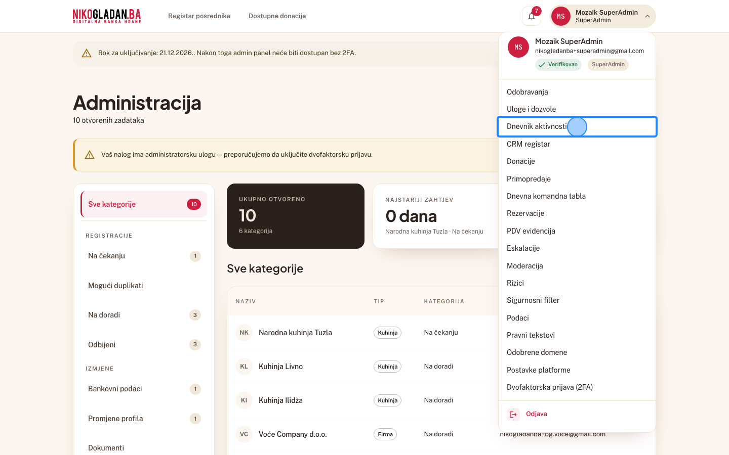 Korak 8: U meniju kliknite „Dnevnik aktivnosti".