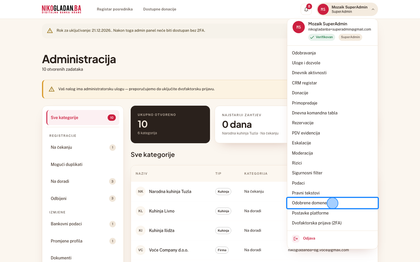 Korak 72: U meniju kliknite „Odobrene domene".