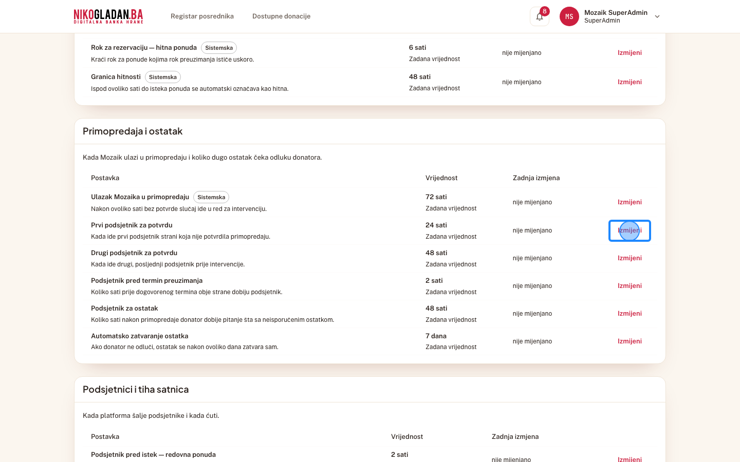 Korak 85: U redu „Prvi podsjetnik za potvrdu" kliknite „Izmijeni".