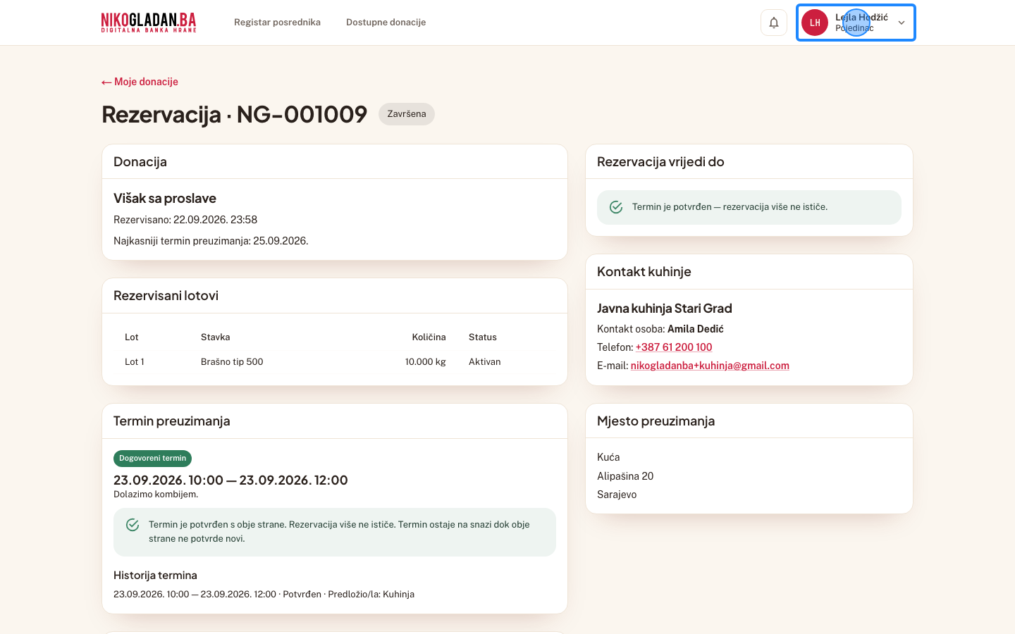 Korak 21: Kliknite ime pojedinca gore desno.