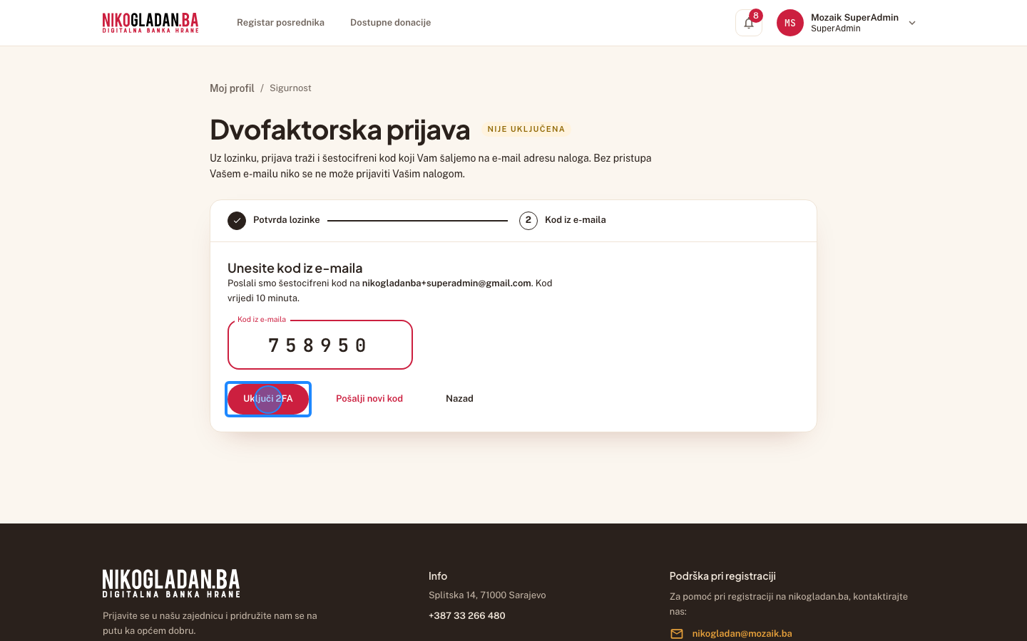 Korak 49: Kliknite „Uključi 2FA".