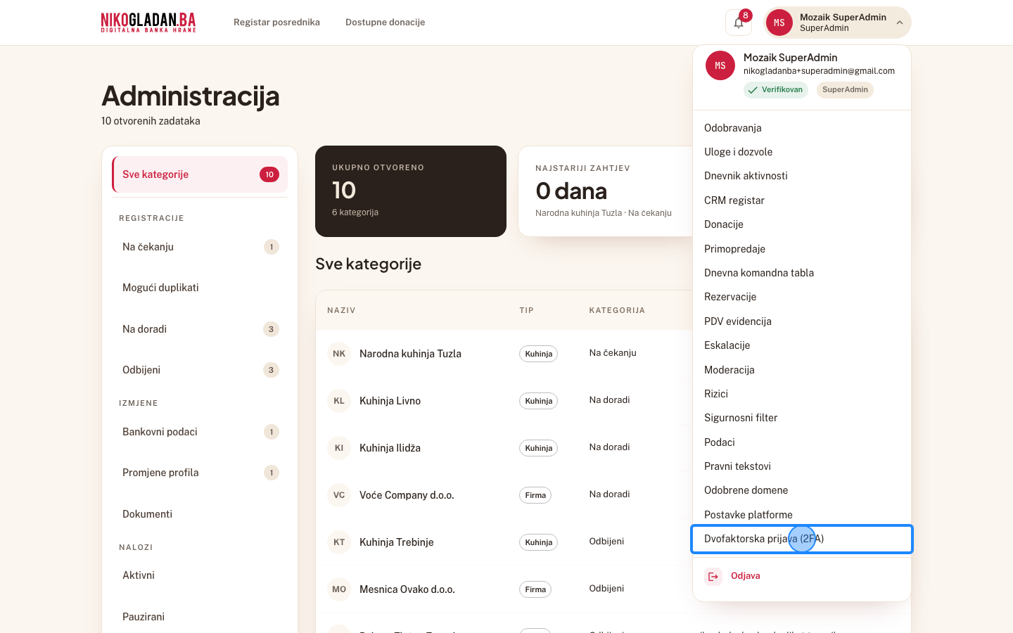 Korak 66: U meniju kliknite „Dvofaktorska prijava (2FA)".