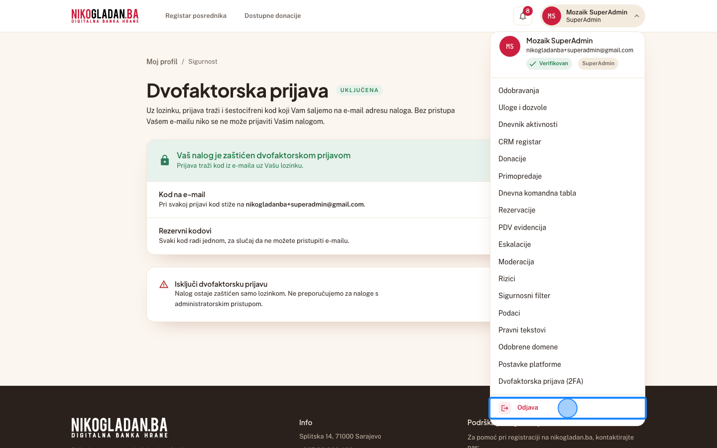 Korak 55: Kliknite „Odjava" na dnu korisničkog menija.