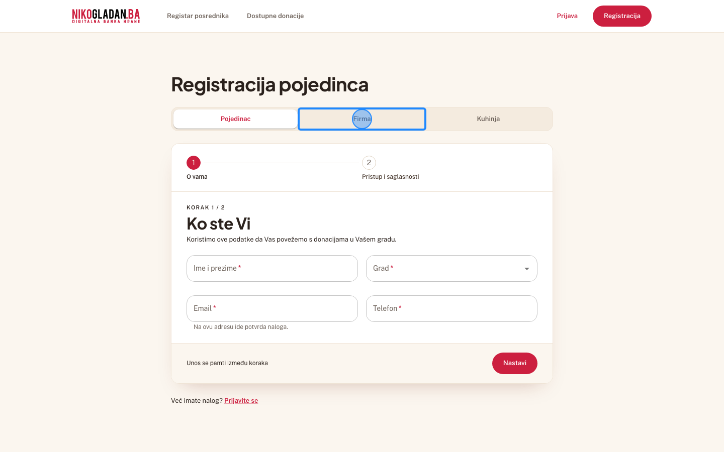 Korak 3: Kliknite karticu „Firma".