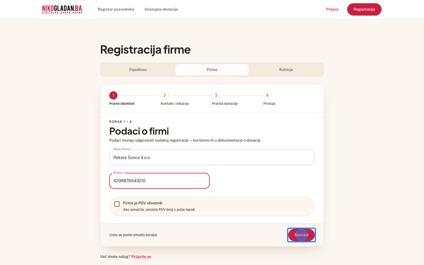 Korak 7: Kliknite „Nastavi".