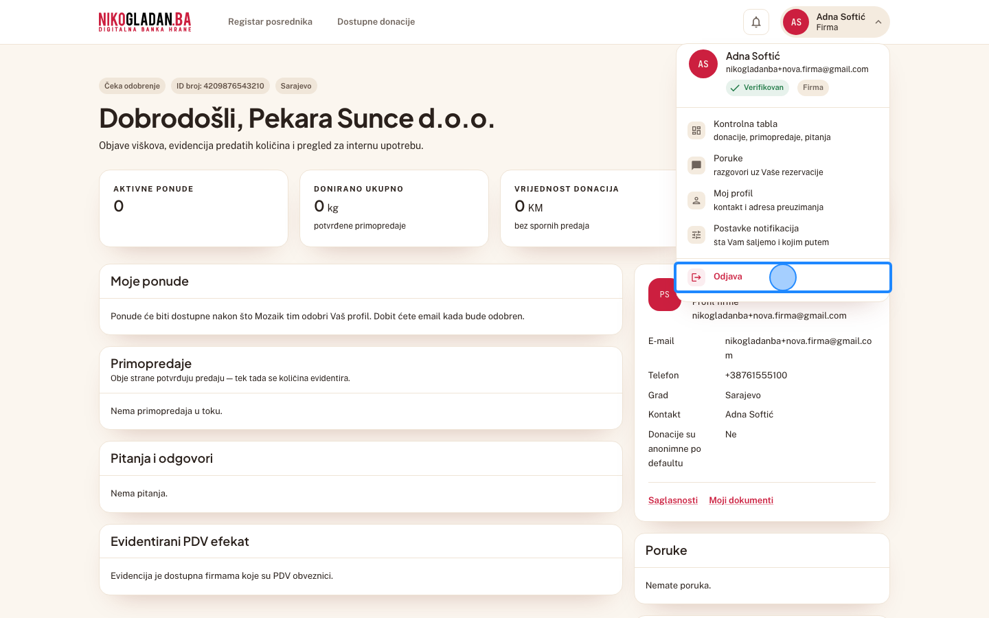 Korak 35: Kliknite „Odjava" na dnu korisničkog menija.