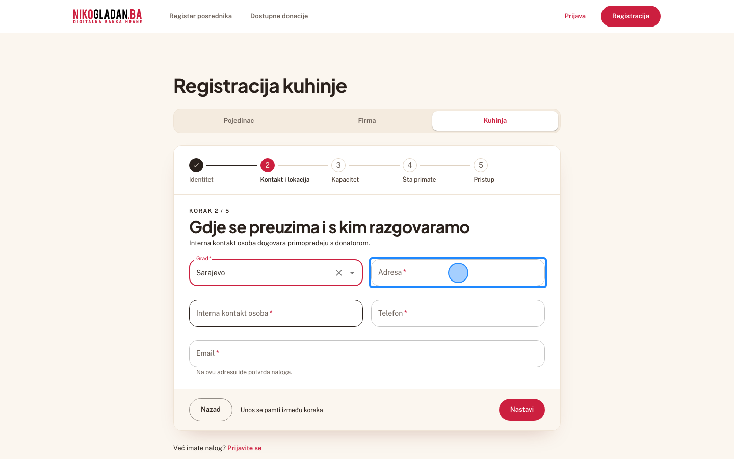Korak 43: U polje „Adresa" unesite Vratnik bb.