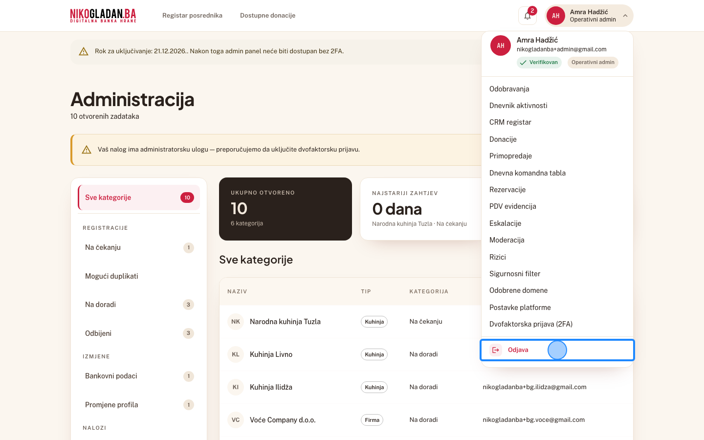 Korak 51: Kliknite „Odjava" na dnu korisničkog menija.