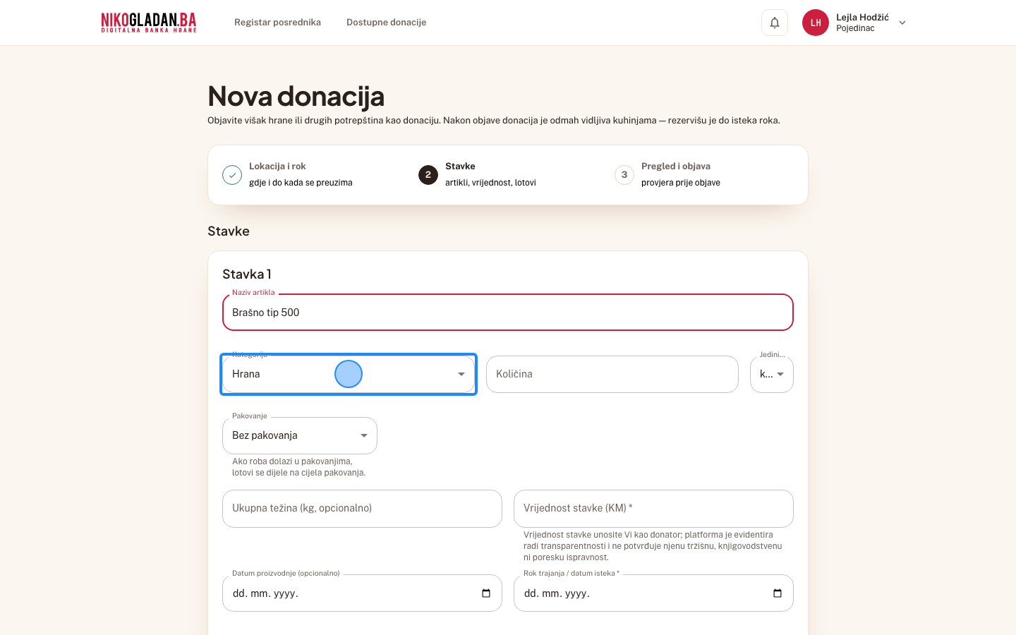 Korak 17: Otvorite „Kategorija" i odaberite „Hrana".
