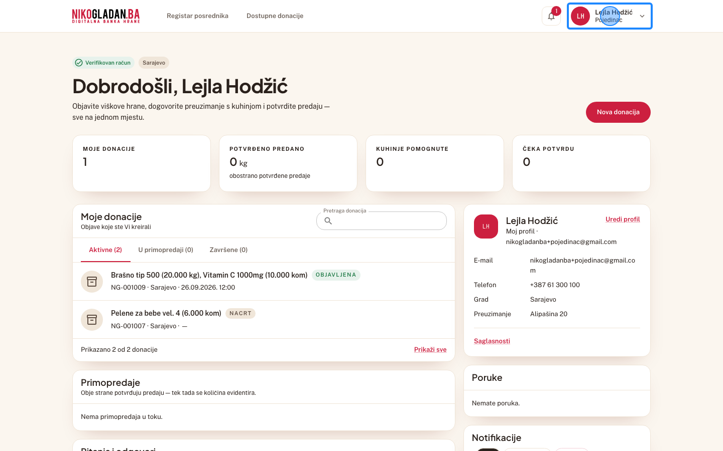 Korak 45: Vratite se u aplikaciju i kliknite ime pojedinca gore desno.