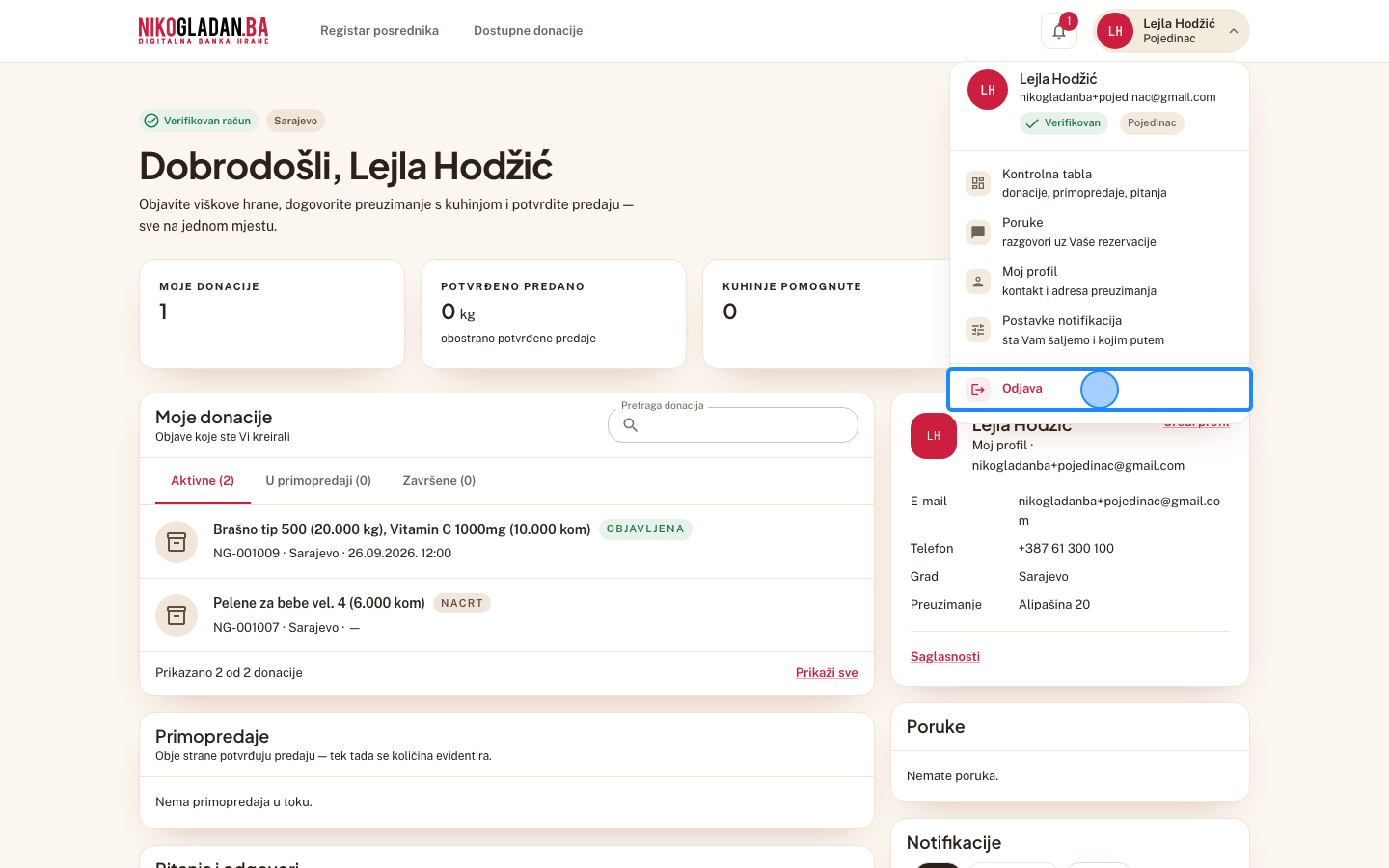 Korak 46: Kliknite „Odjava" na dnu korisničkog menija.