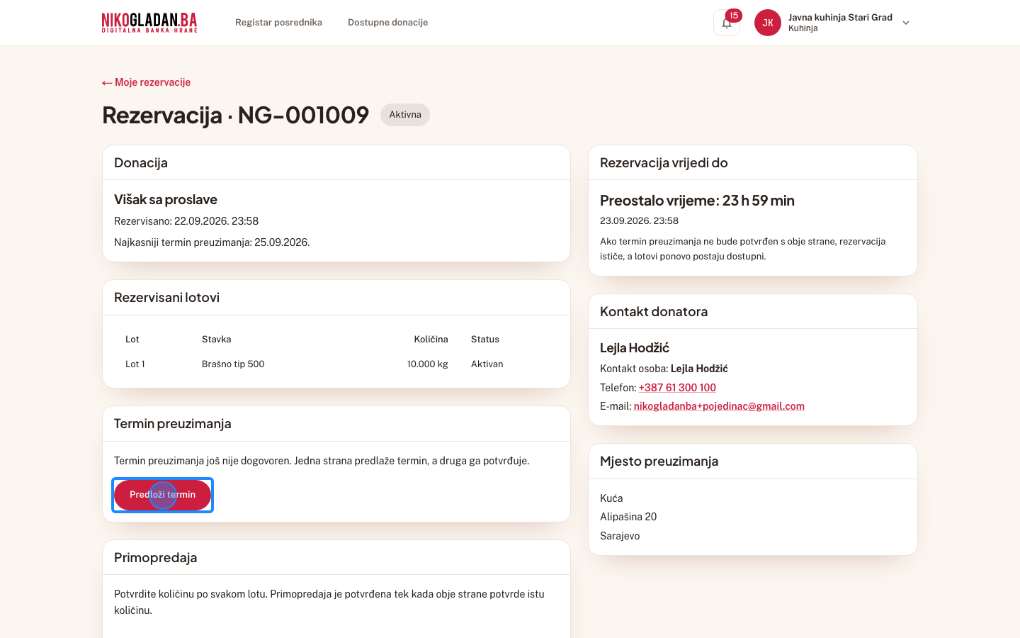 Korak 27: U sekciji „Termin preuzimanja" kliknite „Predloži termin".