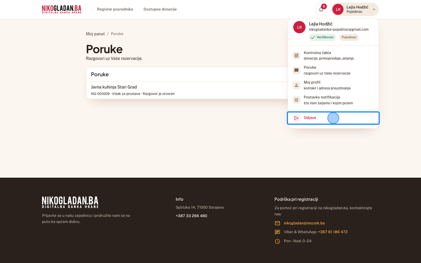 Korak 62: Kliknite „Odjava" na dnu korisničkog menija.