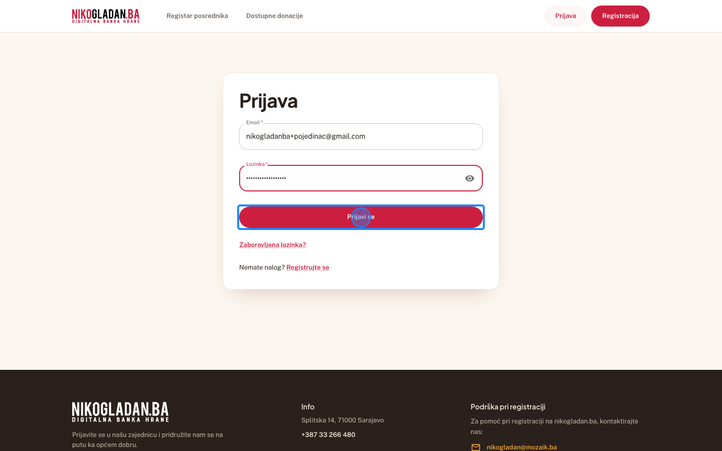 Korak 5: Kliknite dugme „Prijavi se".