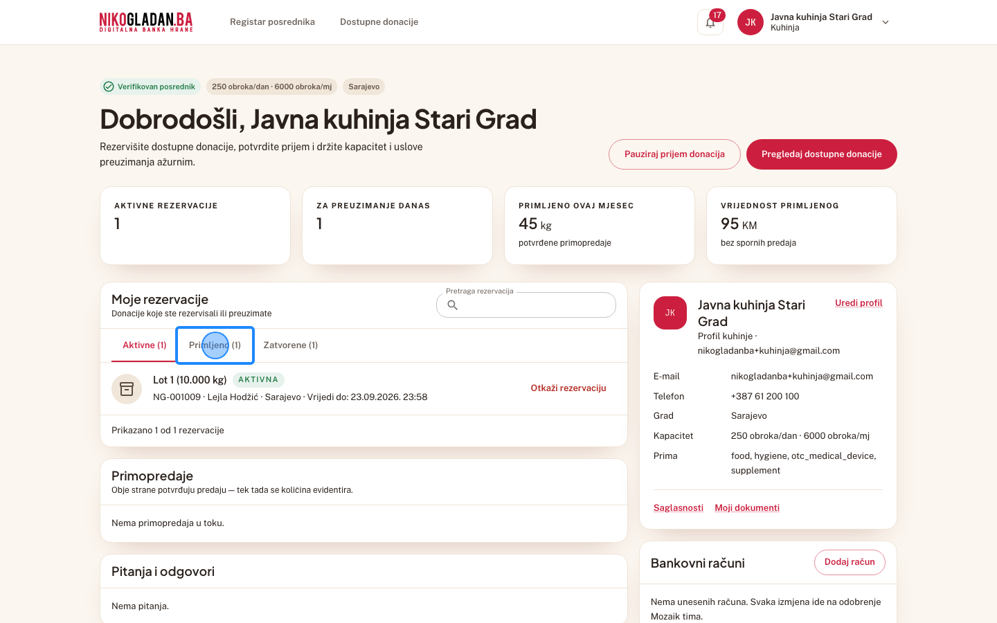 Korak 27: U kartici „Moje rezervacije" kliknite tab „Primljeno".