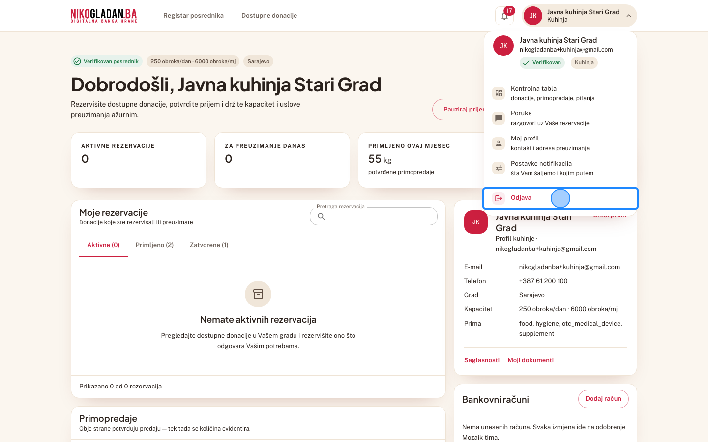 Korak 31: Kliknite „Odjava" na dnu korisničkog menija.