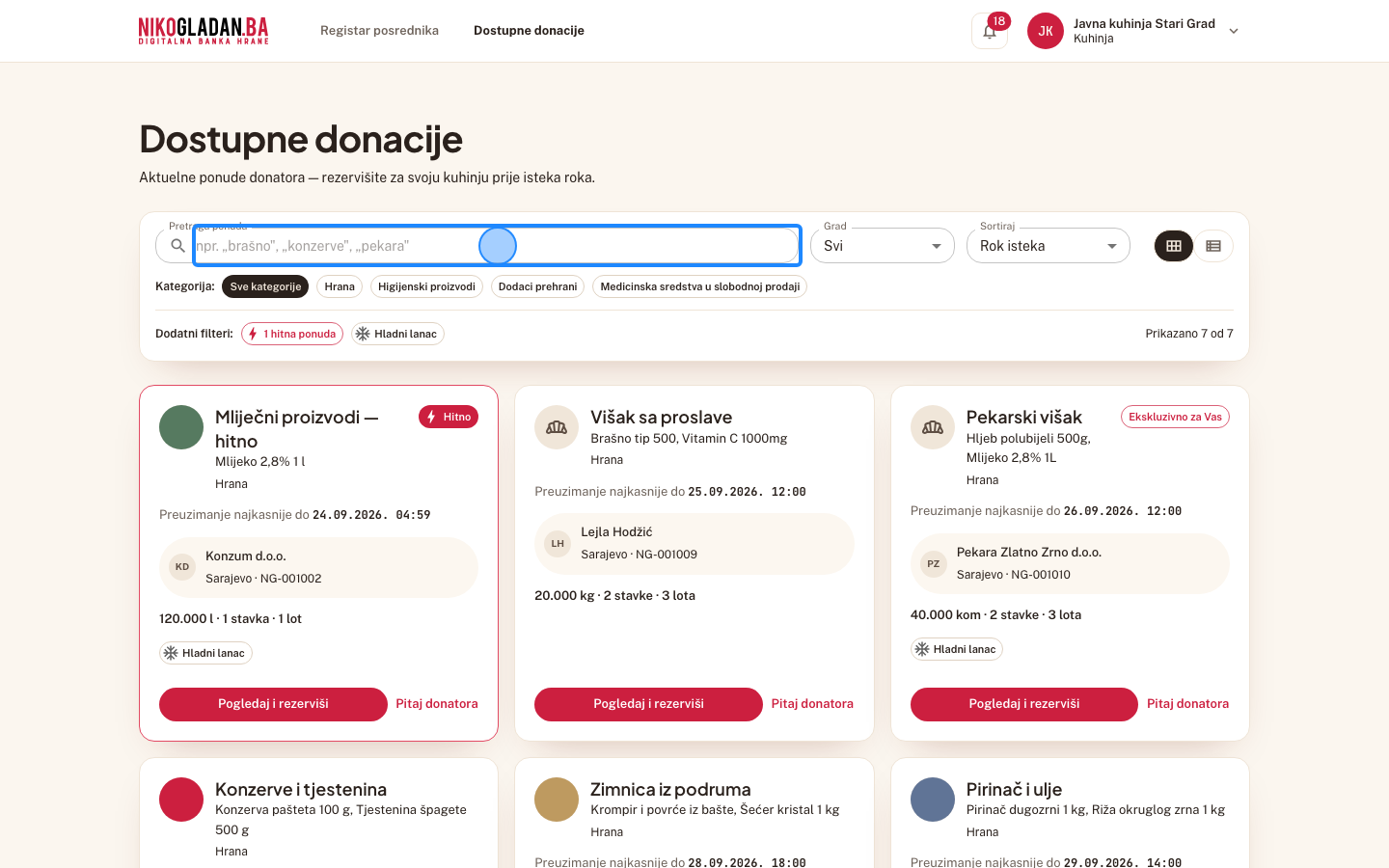 Korak 57: U polje „Pretraga ponuda" upišite „Pekarski".