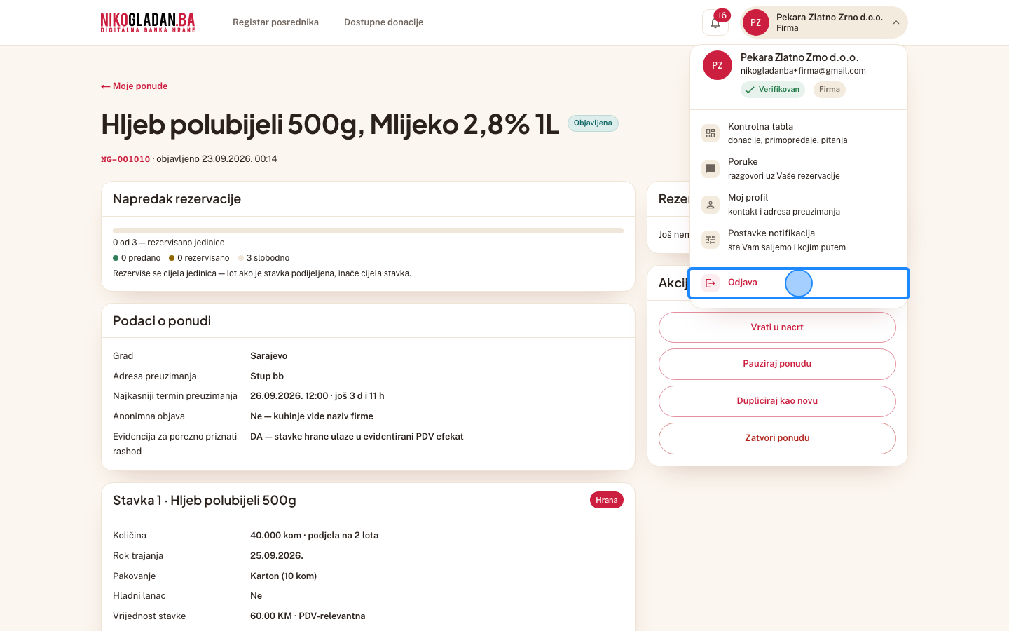 Korak 79: Kliknite „Odjava" na dnu korisničkog menija.