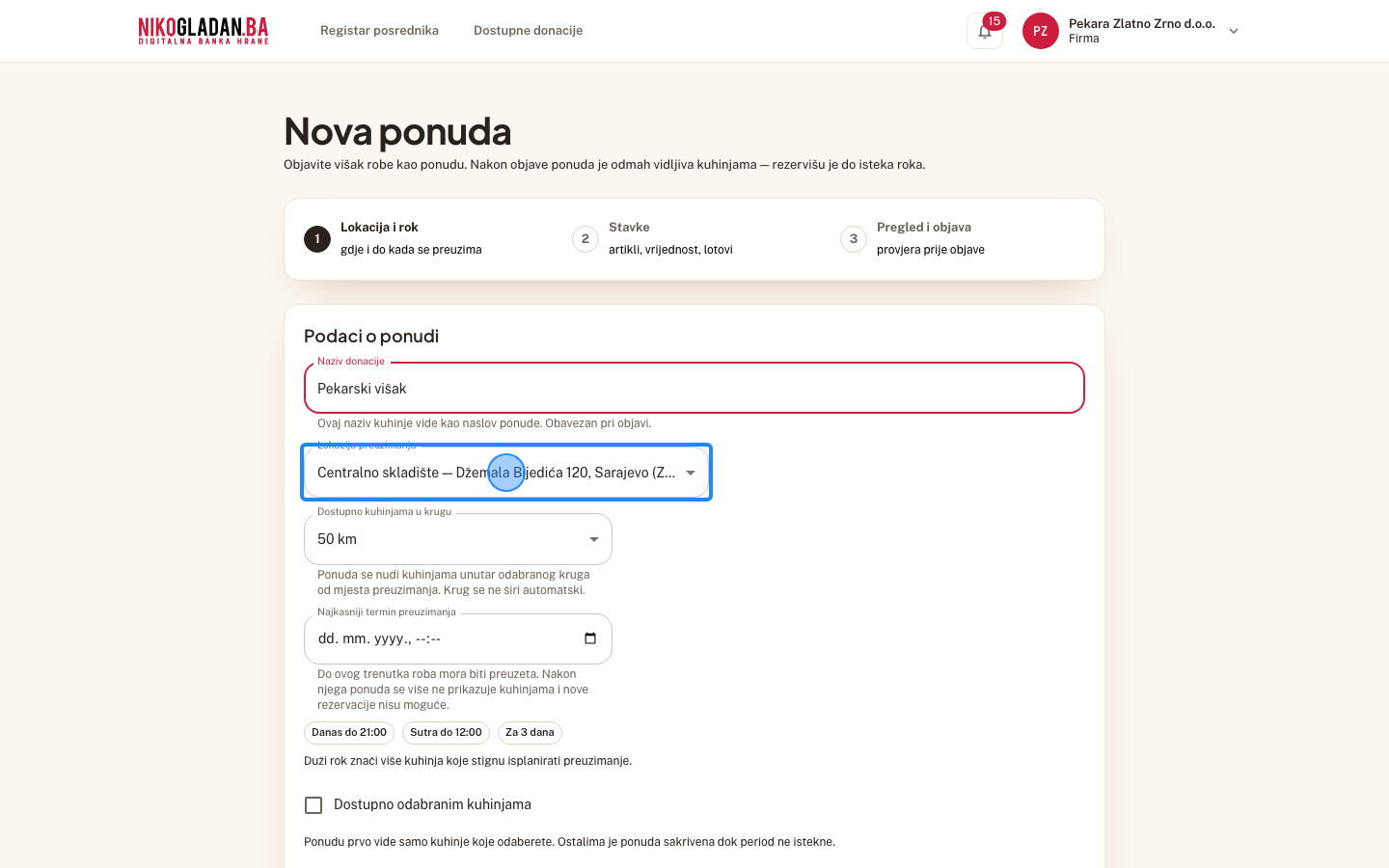 Korak 8: Otvorite „Lokacija preuzimanja".