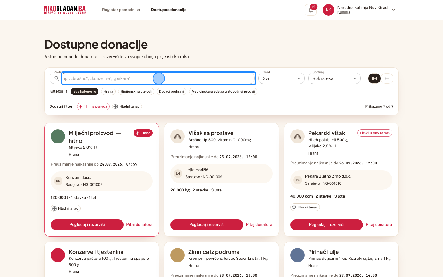 Korak 85: U polje „Pretraga ponuda" upišite „Pekarski".