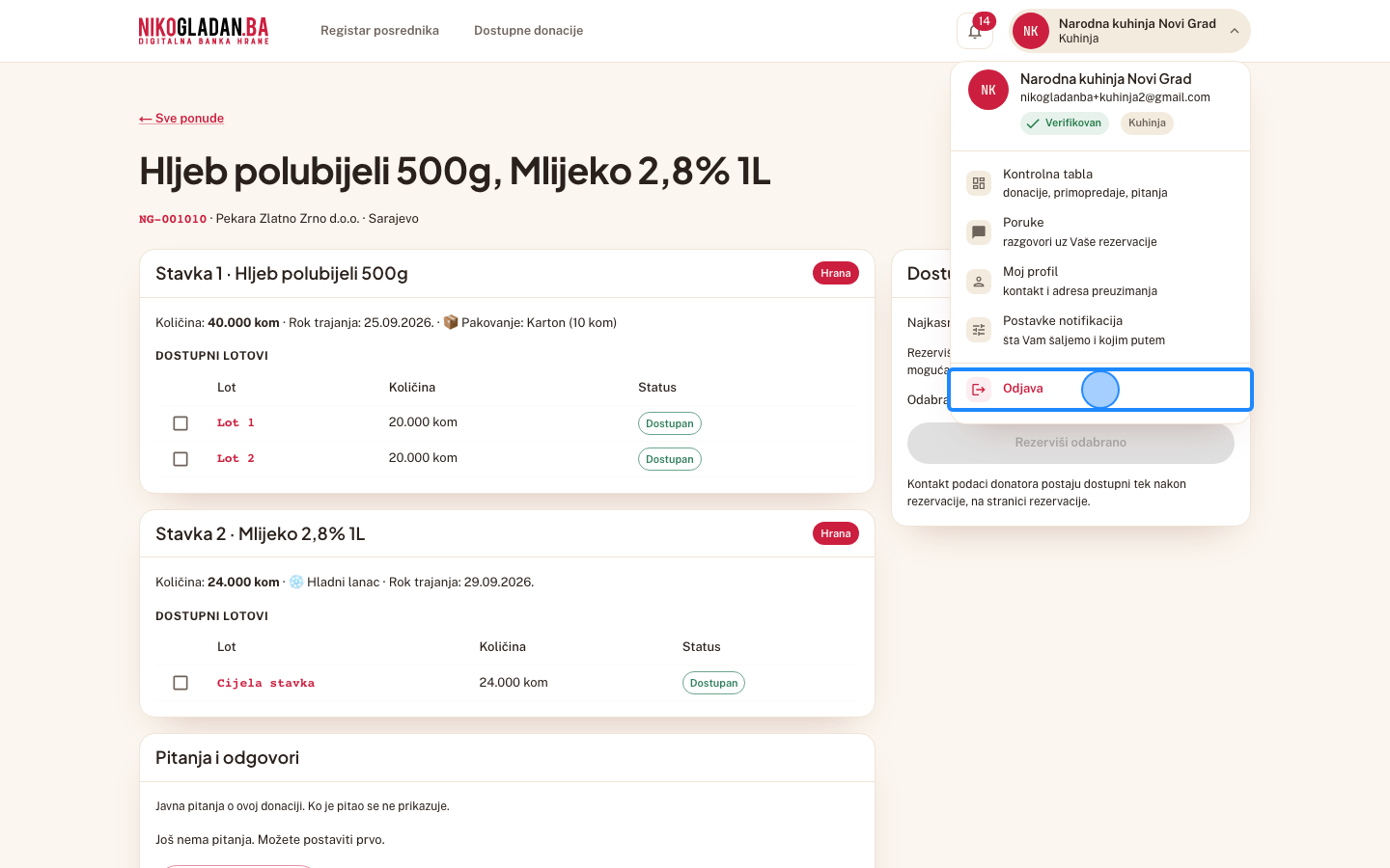 Korak 14: Kliknite „Odjava" na dnu korisničkog menija.