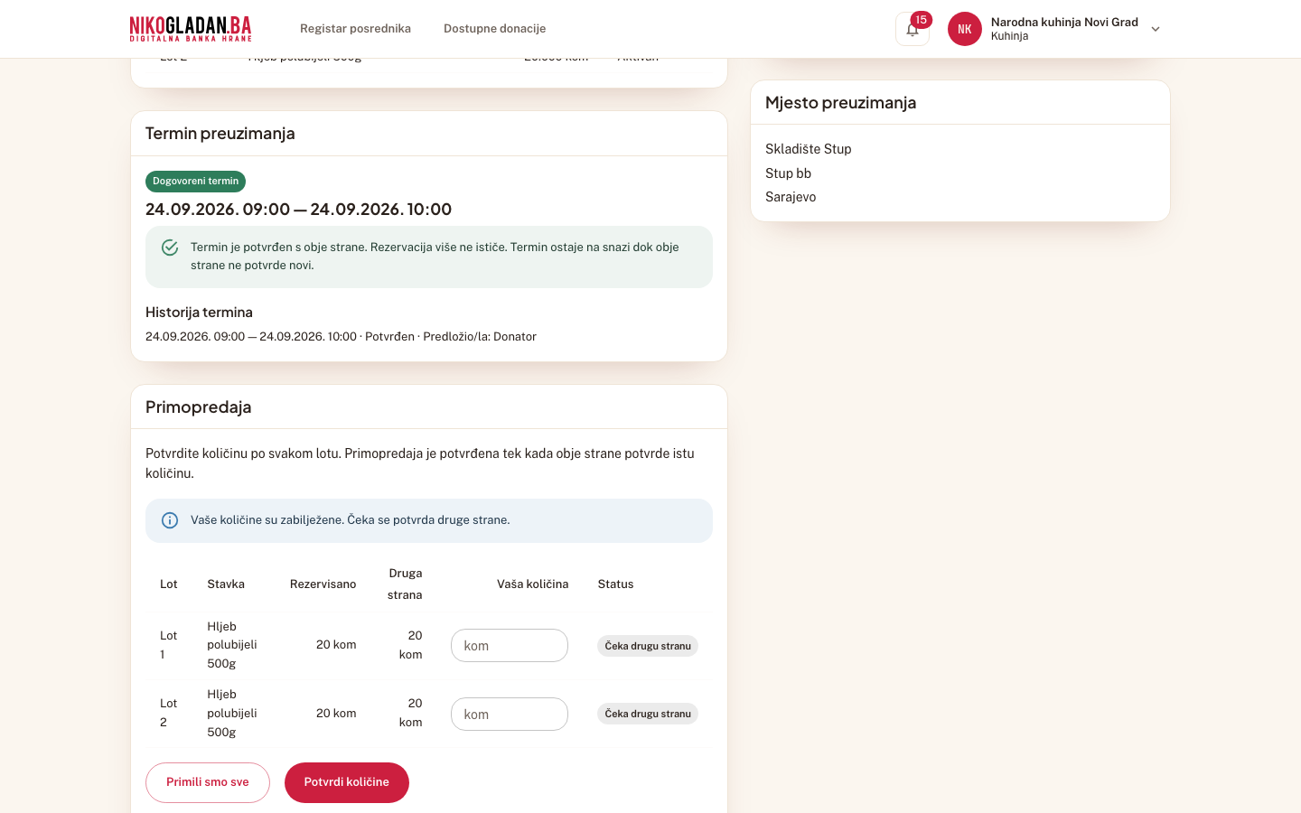Korak 68: Sekcija „Primopredaja" kod Kuhinje 2: kolona „Druga strana" 20 / 20.