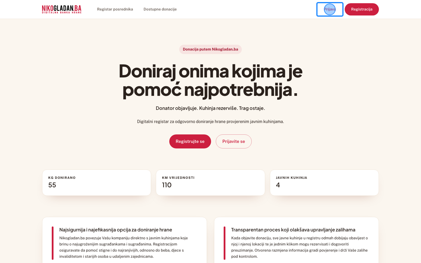 Korak 54: Kliknite dugme „Prijava" u zaglavlju.
